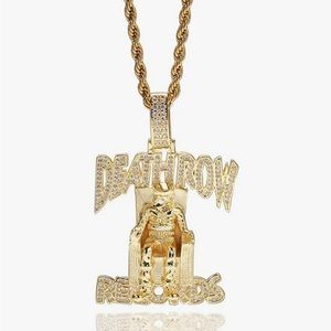 Dr records chain gold iced out with 24 inch stainless steel rope chain